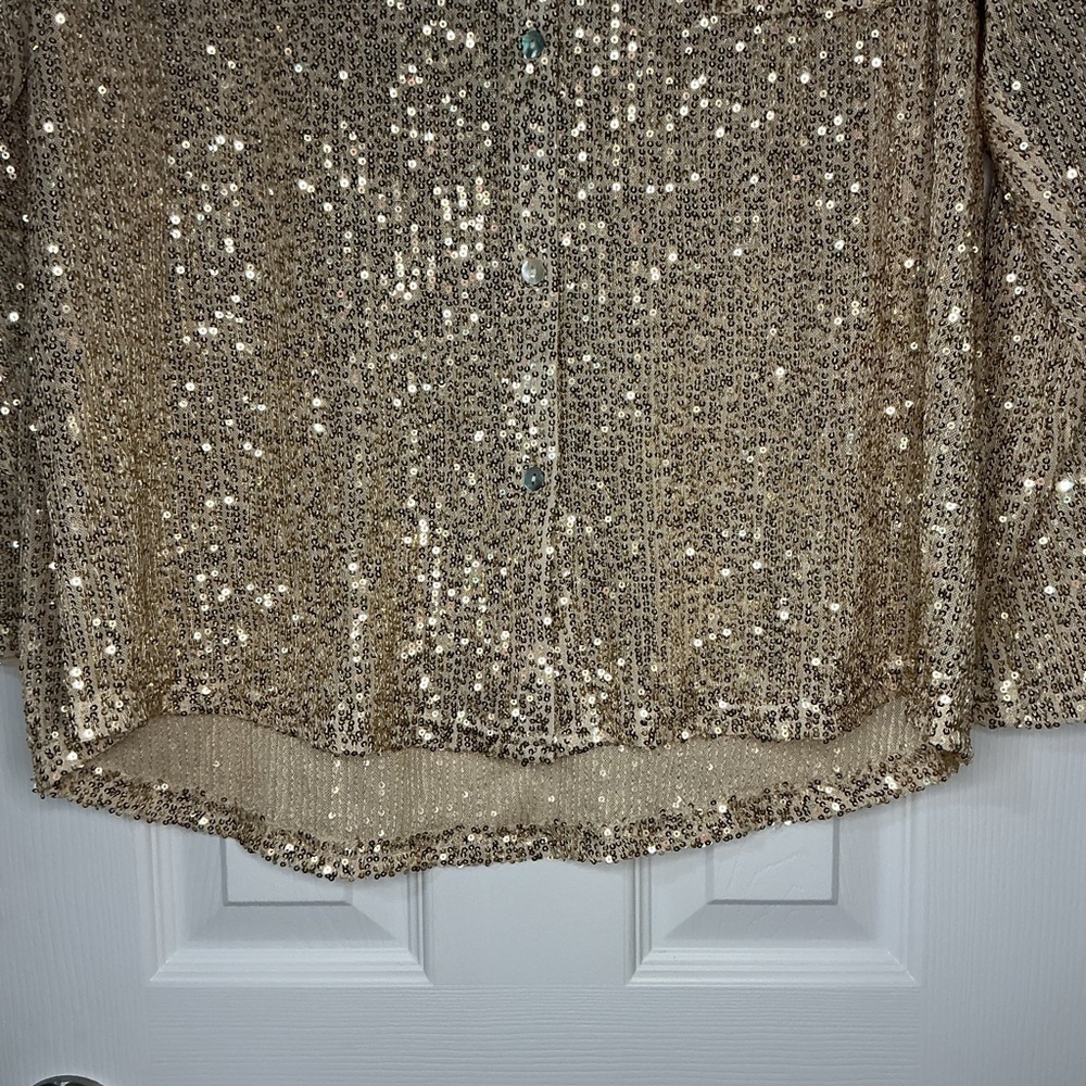 Porter Collective Gold Sequin Blouse NWOT - Picture 6 of 7